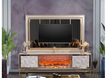 Dekorative Kamäin Wunnzëmmermauer TV-Kommode an engem elegante Premium-Edelstahl-Design
