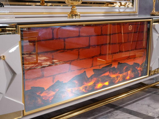 Dekorative Kamäin Wunnzëmmermauer TV-Kommode an engem elegante Premium-Edelstahl-Design