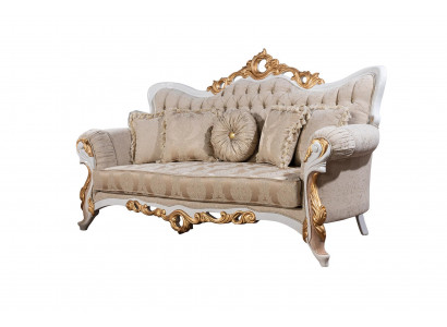 Canapé 3-Platz Stoff Dräisëtzer Canapéen Luxus Wunnzëmmer Barock Stil Couch Barock