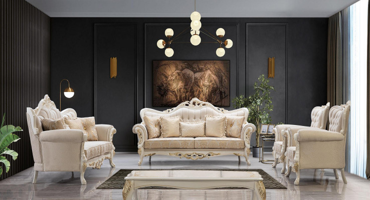 Sofa Garnitur 3+3+1+1 Sëtz Set Design Sofa Polster Klassesch Canapéen