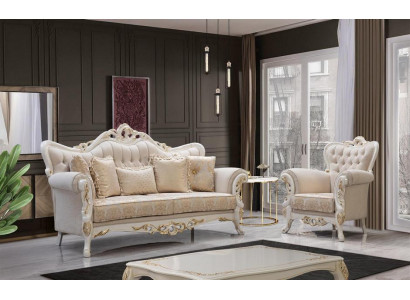 Sofa Garnitur 3+3+1+1 Sëtz Set Design Sofa Polster Klassesch Canapéen