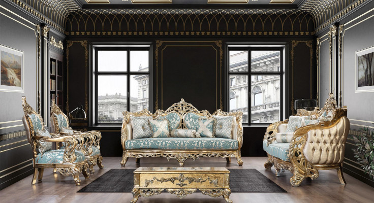 Sofagarnitur 3+3+1+1 Sëtzplazen Dësch Canapé Fauteuil Sofae Stoff Luxus Set 5-Deelerset.