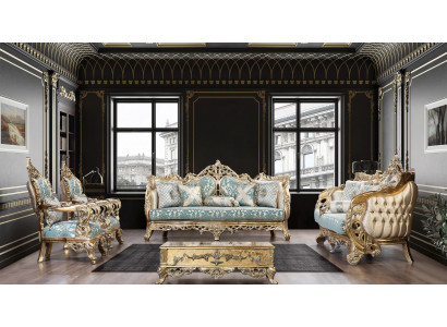 Sofagarnitur 3+3+1+1 Sëtzplazen Dësch Canapé Fauteuil Sofae Stoff Luxus Set 5-Deelerset.