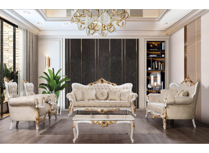 Canapé-Set 3311 Sëtz-Set Design Sofa Polster Kanapee Klassiker Salontafel