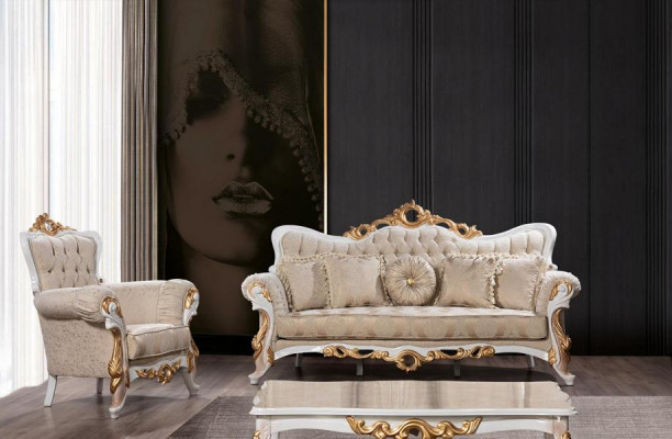 Canapé-Set 3311 Sëtz-Set Design Sofa Polster Kanapee Klassiker Salontafel