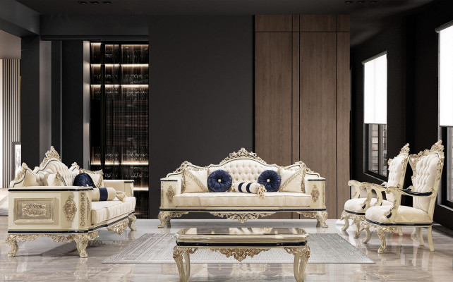 Sofagarnitur 3+1+1 Sëtz Sofa Luxus Garnituren Sofas Polster Stoff Textil Nei