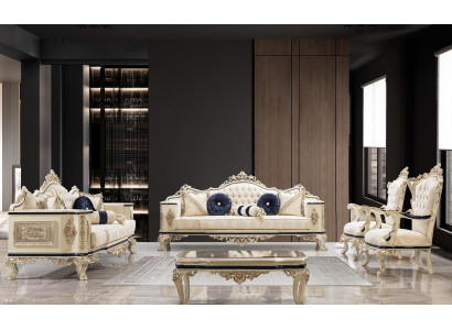 Sofagarnitur 3+1+1 Sëtz Sofa Luxus Garnituren Sofas Polster Stoff Textil Nei