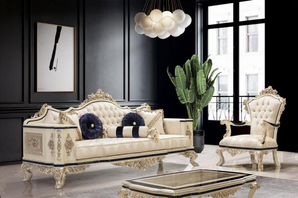 Sofagarnitur 3+1+1 Sëtz Sofa Luxus Garnituren Sofas Polster Stoff Textil Nei