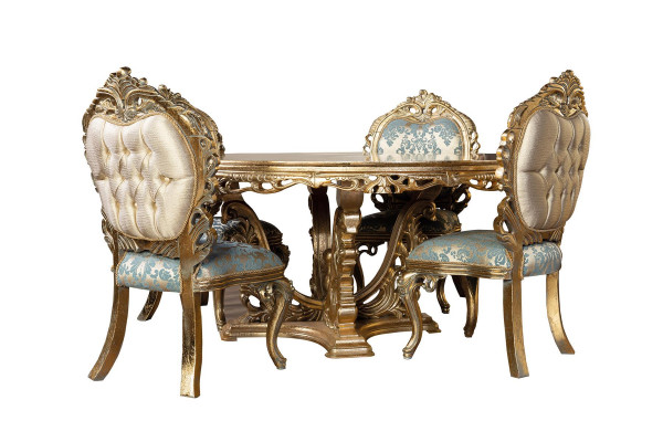 Gëllene Barock Iessdësch Ronnen Dësch Ronn Iessdëscher Holz Dëscher 173cm