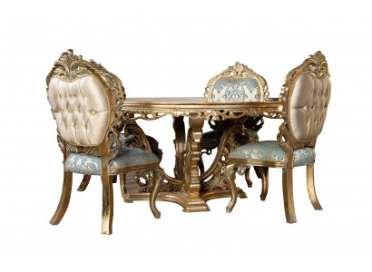 Gëllene Barock Iessdësch Ronnen Dësch Ronn Iessdëscher Holz Dëscher 173cm