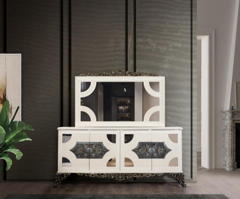 Luxus-Iesszëmmergrupp Grupp 6 Still Iessdësch Sideboard Iesszëmmer-Set 9-Deeler.