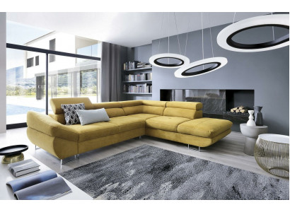 Eckcouch Sets L-Form Sofa mëll Ofpolsterung Wunndéngscht Miwwelen Textil Giel Nei