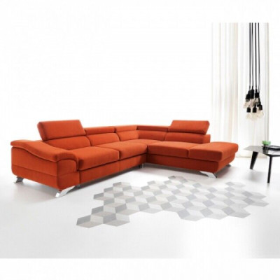Schlofschofasofa Funktiounsséi Polster Stuffecksofa Textjstëll Garnitur.