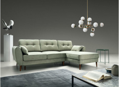 Sofaen Design Ecksofa L-Form Miwwelen Bett Funktiounen Textil Lieder Schlofssofa
