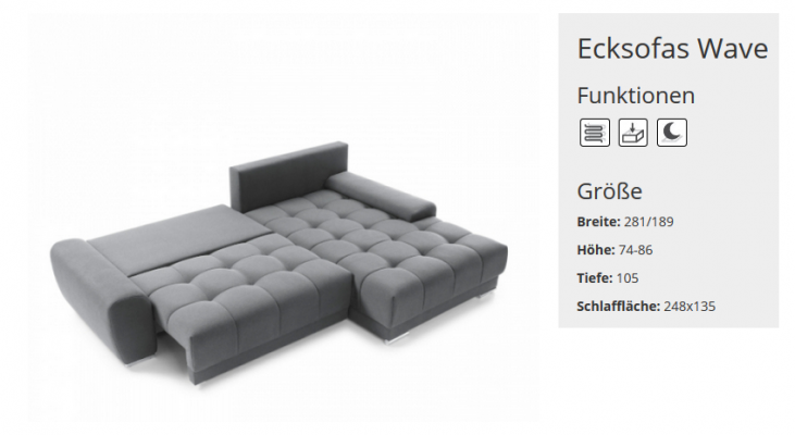 Textil Sofa Ecksitzcouch Couch Wohnlandschaft Couchen Sofasen Polster Sëtz
