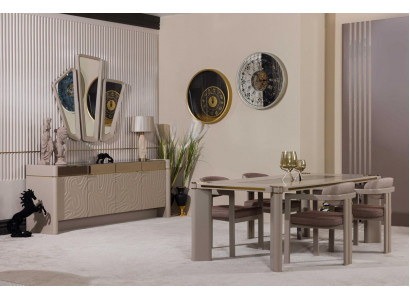 Luxus Iesszëmmer Set Iessdësch + 6x Stull Kommode mat 3xSpigel Iessgruppen