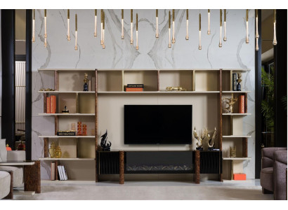 Wunnzëmmerwänn TV Wand Holz Modern Stil Regal Wunnzëmmer Miwwelen Schaf RTV Stänner