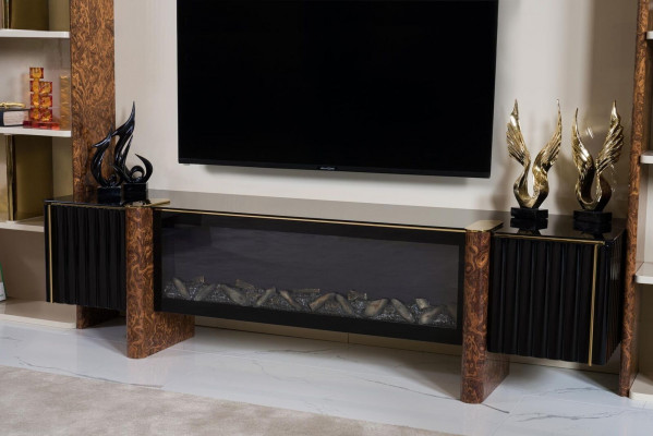Wunnzëmmerwänn TV Wand Holz Modern Stil Regal Wunnzëmmer Miwwelen Schaf RTV Stänner