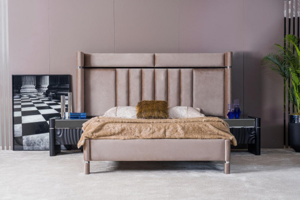 Schlofzëmmer Set Komplett Bett + 2x Nuetsdëscher + Kleederschaaf 4tlg.