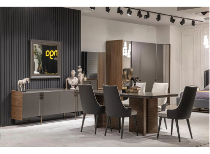 Luxus Iesszëmmer Set Iessdësch 6x Still Sideboard Iessgruppen Iessgarnitur 8 Stéck