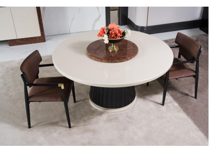 Iesszëmmer Set Modern Iessdësch + 4x Still Dësch Holz Gepolsterten Stull 5 Stéck. Neien