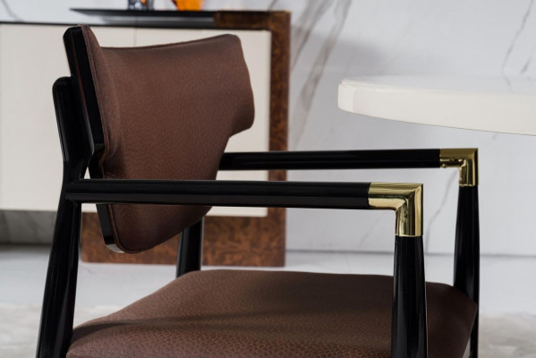 Iesszëmmer Set Modern Iessdësch + 4x Still Dësch Holz Gepolsterten Stull 5 Stéck. Neien