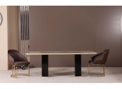 Iesszëmmer Set Luxus 4x Still+Iessdësch Iessgrupp Garnitur Lehnstill Modern