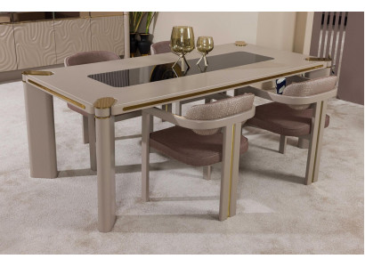 Iesszëmmer Set 4x Stull Iessdësch Set Iesszëmmer Designer Holz Still Garnitur Nei