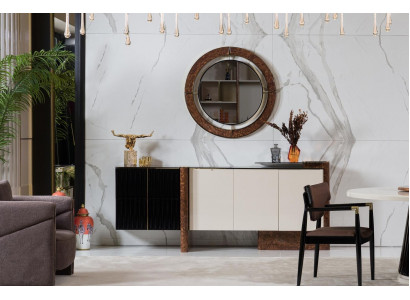 Säitbord Anrichte mat Spigel Luxus Garnitur Kommode Holz Kommoden Klassesch