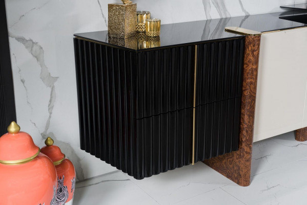 Säitbord Anrichte mat Spigel Luxus Garnitur Kommode Holz Kommoden Klassesch