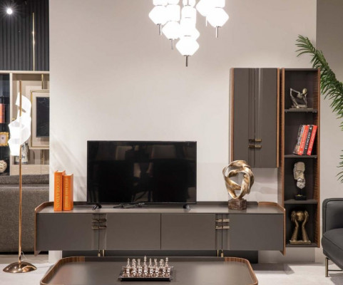 Wunnzëmmer Fernsehwand Holz Modern Regal Wunnzëmmer Miwwelen Schaf RTV mat Wandschaf