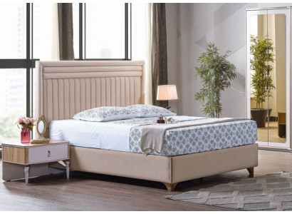 Modern Schlofzëmmer Set Bett + 2x Nuetsdëscher Design Miwwelen 3 Deeler. Nei EU