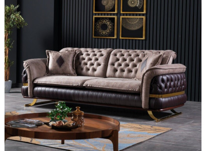 Dräisëtzer Design Canapé 3 Sëtzer Couchen Textil Chesterfield Canapé 3er Stoff Nei