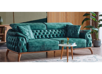 Luxus Chesterfield 3 Sëtz Designer Sofa Couch Polster Couchen Textil Nei