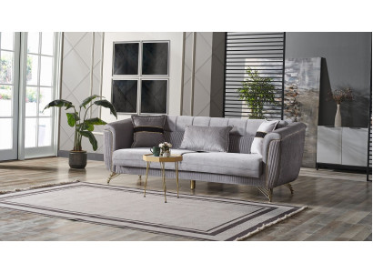 Canapé 3 Sëtzer Stoff Holz Modern Canapé Polster Couch Canapeën Design Luxus Grom.
