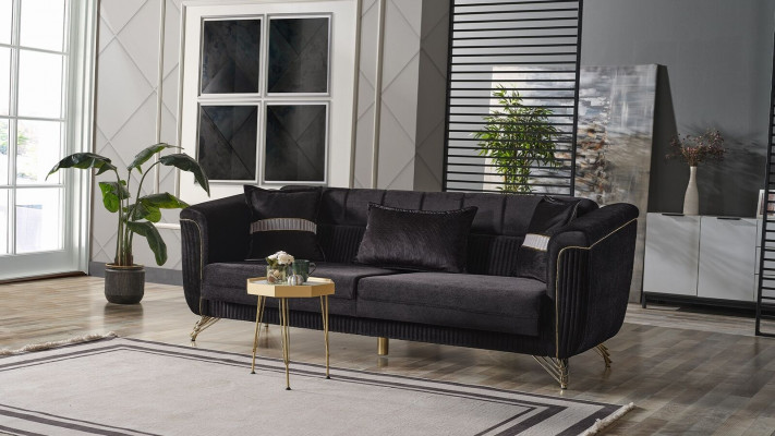 Edele Dräisëtzer Sofa Modernen 3 Sëtzer Stilvollt Sofa 228cm Brong Miwwelen