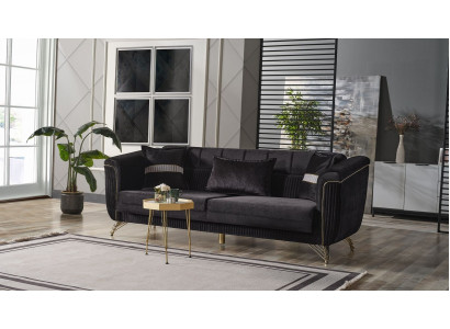 Edele Dräisëtzer Sofa Modernen 3 Sëtzer Stilvollt Sofa 228cm Brong Miwwelen