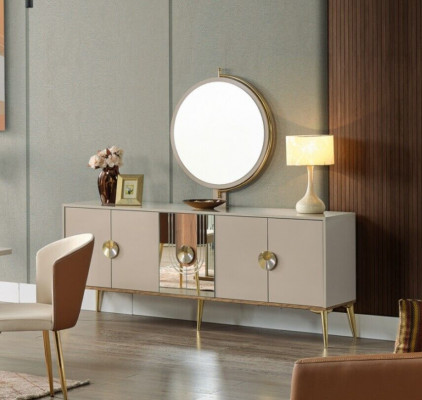 Anrichte Schaf Braun Héichglanz Miwwelen Holz Luxus Kommode Sideboard
