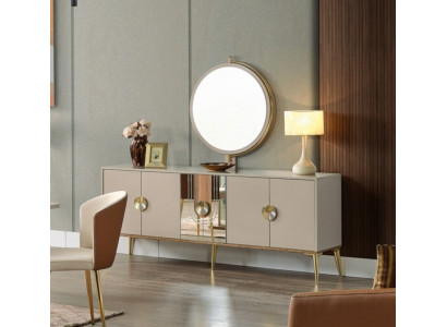 Anrichte Schaf Braun Héichglanz Miwwelen Holz Luxus Kommode Sideboard