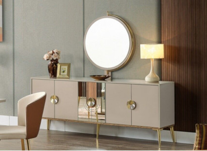 Anrichte Schaf Braun Héichglanz Miwwelen Holz Luxus Kommode Sideboard