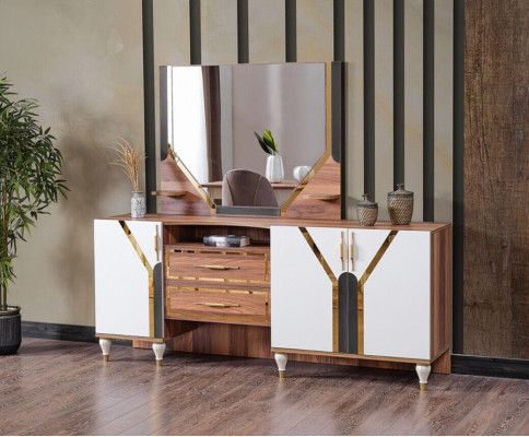 Iwwerdaachschaf Braun Héichglanz Miwwel Holz Luxus Kommode Sideboard Nei