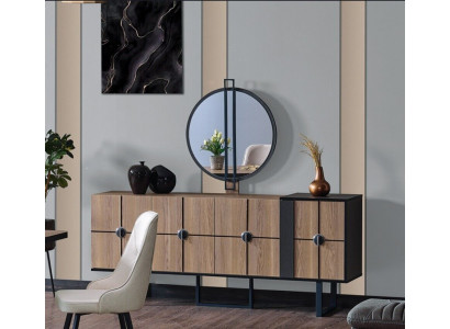 Säitendësch Anrichte mat Spigel Luxus Garnitur Kommode Holz Kommoden 193cm