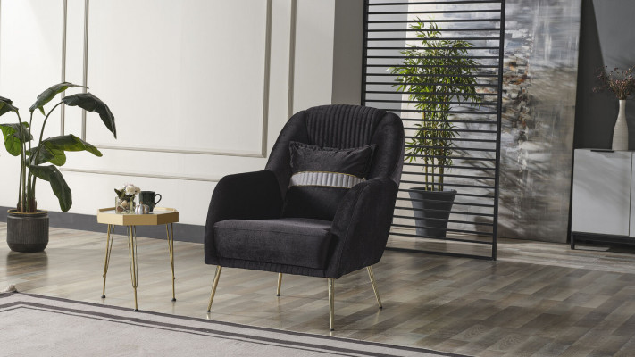 Elegant Sofa Sesselen Sofagarnitur Schwaarz Relax 2tlg Wunnzëmmer Miwwelen