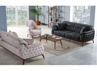 Sofagarnitur 3+3+1 Sëtzer Modern Relax Fotel Chesterfield Modern Stil 3tlg Nei