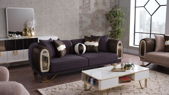 Prestigeträchtegt 3+3+1 Wunnzëmmer Garnitur Wunnzëmmer Set zwou Sofas an e Sëtz nei