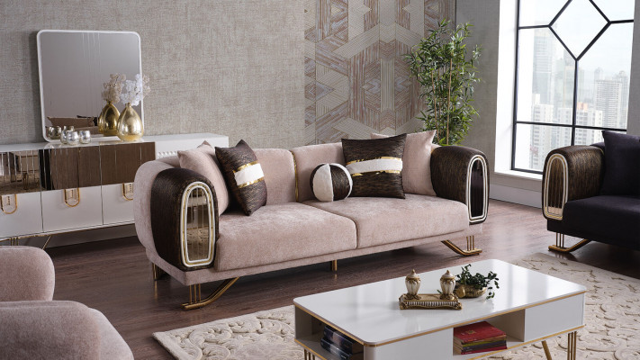 Prestigeträchtegt 3+3+1 Wunnzëmmer Garnitur Wunnzëmmer Set zwou Sofas an e Sëtz nei