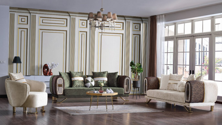 Designer Sofasëtzkombinatioun 3+3+1 Sëtzer Couch Polster Nei Sëtzkombinatioun Set