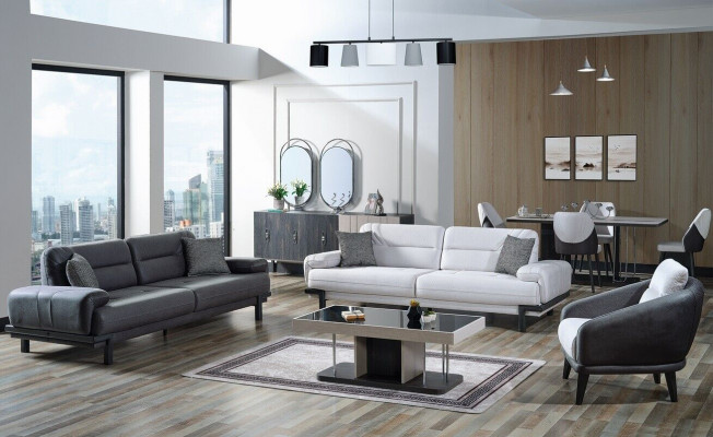 Sofagarnitur 3+3+1 Sëtzer Textil Modern Komplett Fotell Sofa 3 Sëtzer Luxus