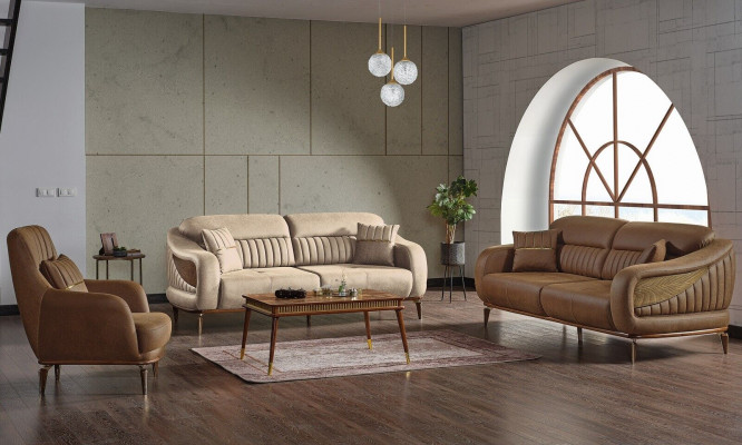 Sofa-Kompositioun 3+3+1 Sëtzer Modern Relax Still Modern Stil 3 Deeler Luxus Wunnzëmmer