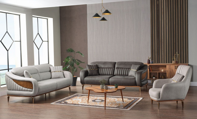 Sofagarnitur 3+3+1 Sëtzer Modern Relax Sëtz Modern Stil 3tlg Luxus Wunnzëmmer Nei